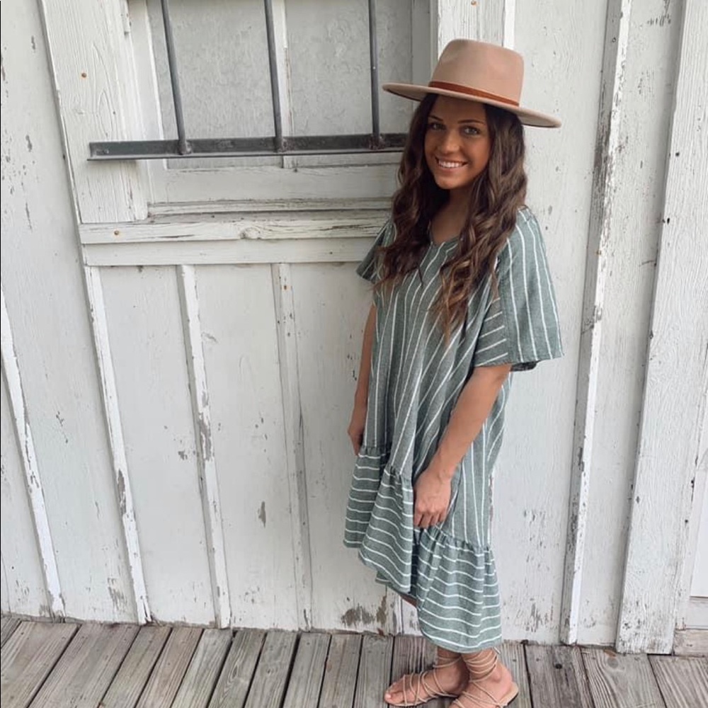 Mint green linen dress